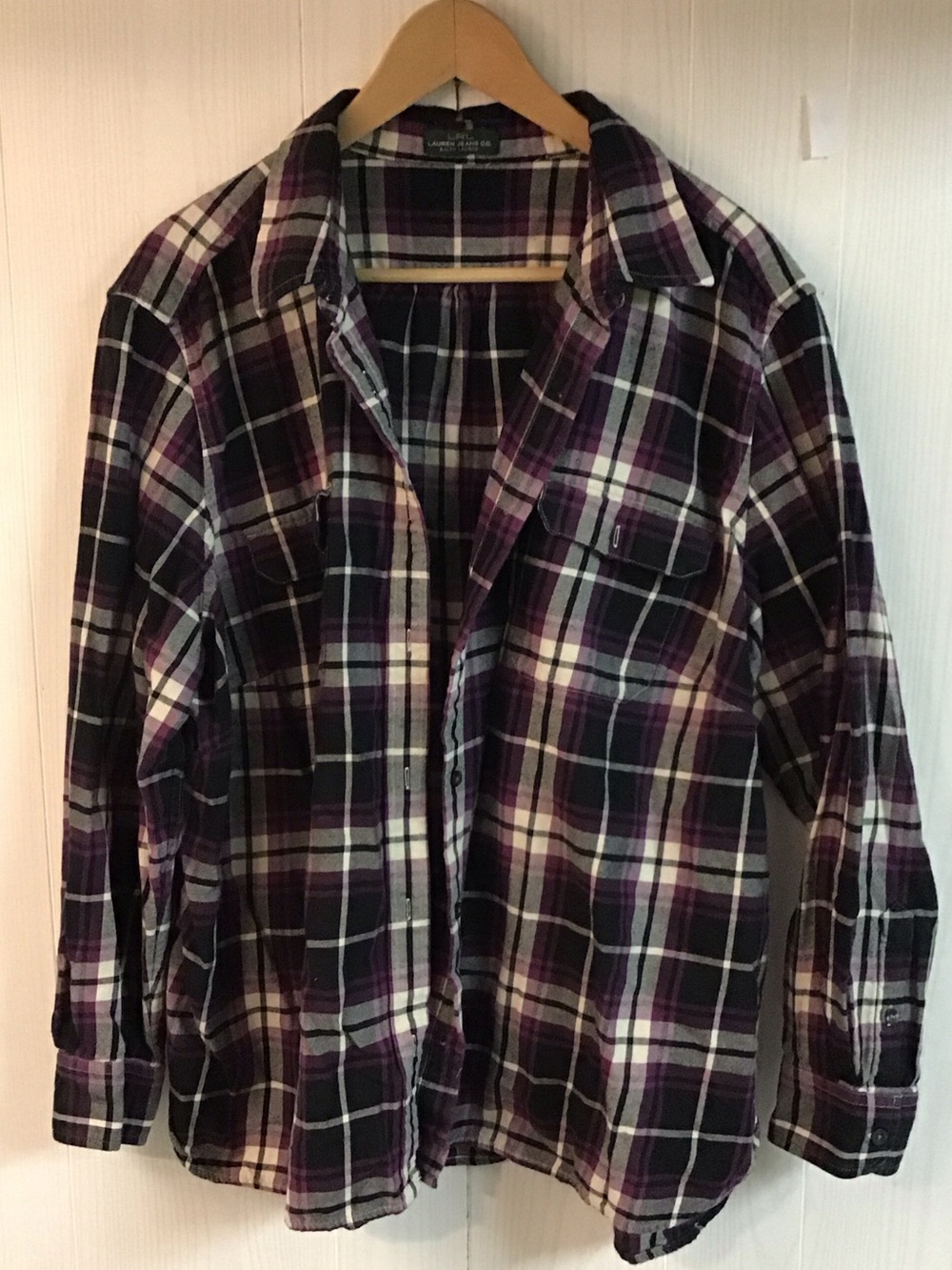 ♥️5/25$ Purple Plaid Button-Up Flannel Shirt